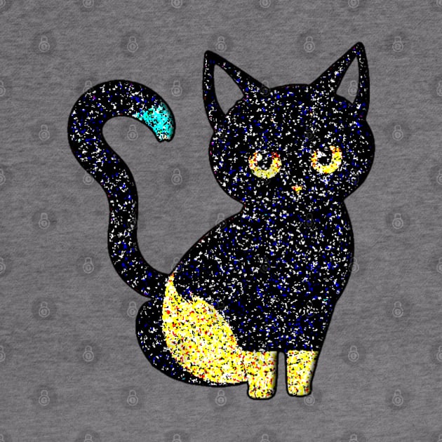 Blue, white Crystal cute Black Cat by Artistic Design